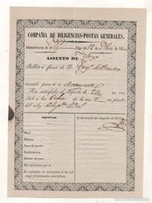 Coleccionismo billetes de transporte: COMPAÑIA DE DILIGENCIAS GENERALES. BILLETE DILIGENCIA CON ASIENTO RESERVADO. MADRID 1850